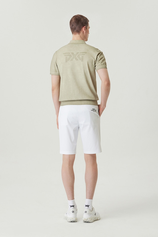 MEN TWO-TONE SHORT SLEEVE COLLAR SWEATER