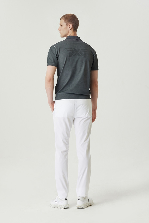 MEN TWO-TONE SHORT SLEEVE COLLAR SWEATER