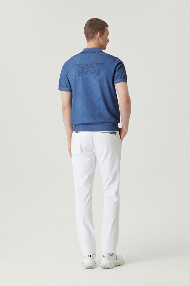 MEN TWO-TONE SHORT SLEEVE COLLAR SWEATER
