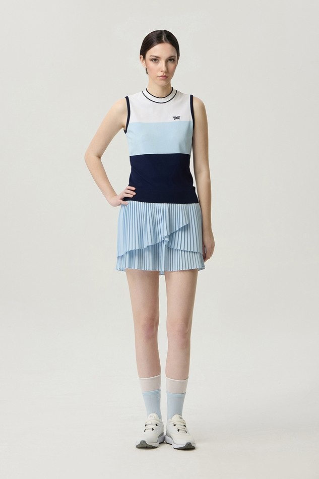 WOMEN COLOR BLOCK KNIT SLEEVELESS
