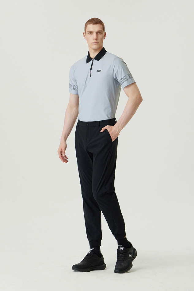 MEN LETTERING LOGO POINT COLLAR SHORT SLEEVE