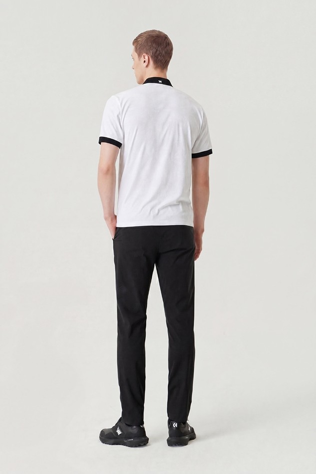 MEN MESH JACQUARD COLLAR SHORT SLEEVE