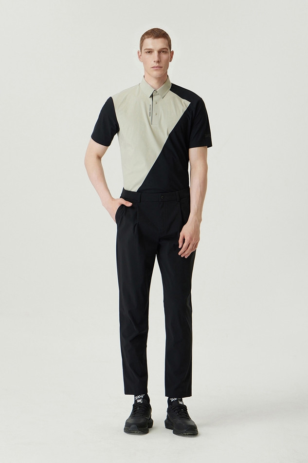 MEN COLOR BLOCKED COLLAR SHORT SLEEVE