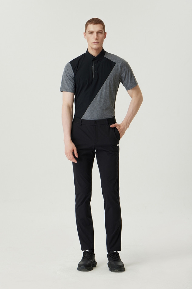 MEN COLOR BLOCKED COLLAR SHORT SLEEVE