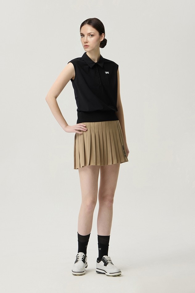WOMEN COOL WOVEN MIX COLLARED SHORT SLEEVE