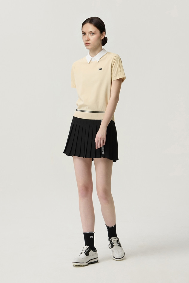 WOMEN SHORT SLEEVE HYBRID SWEATER