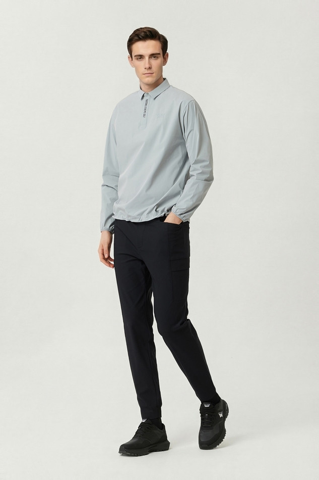 MEN WOVEN LOOSE FIT COLLAR LONG SLEEVE