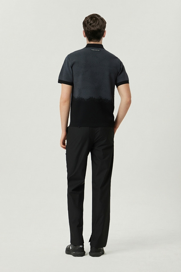 MEN PATTERN SHORT SLEEVE COLLAR SWEATER