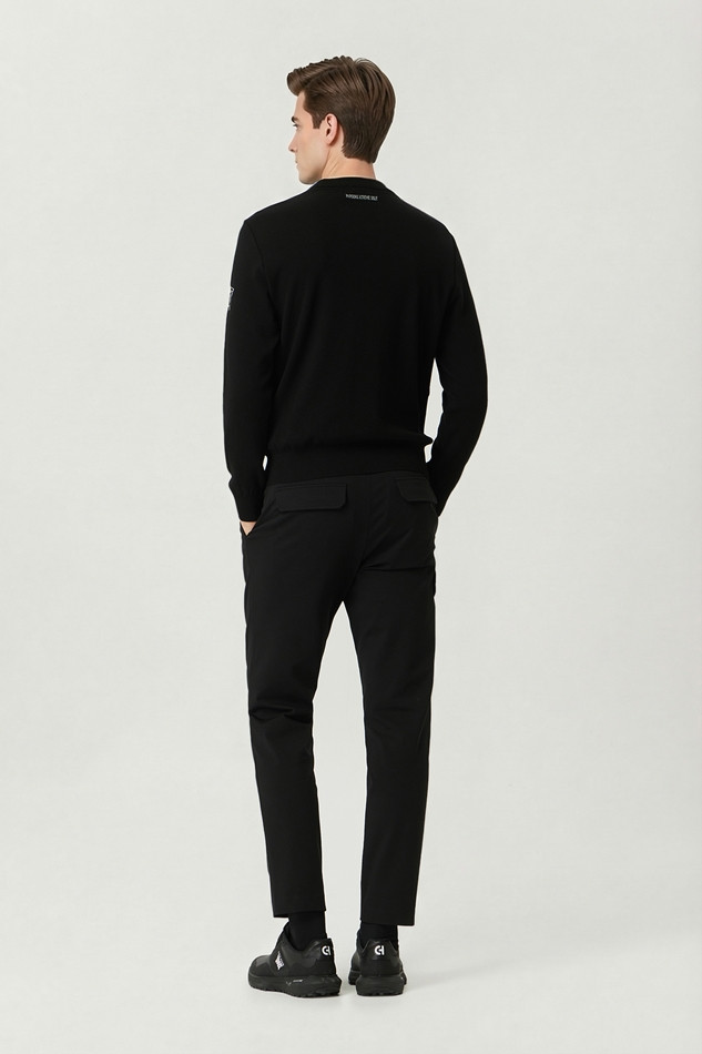 MEN WOVEN HYBRID ROUND NECK SWEATER