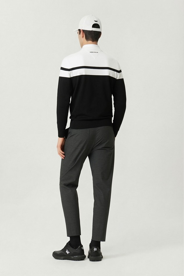 MEN COLOR BLOCKED ROUND NECK SWEATER