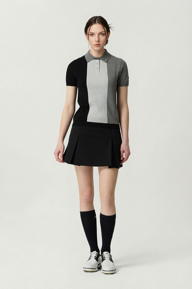 WOMEN TRICOLOR SHORT SLEEVE SWEATER