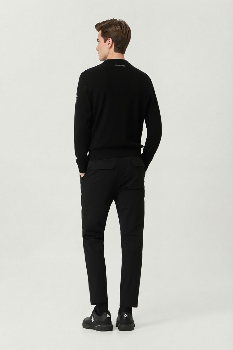 MEN WOVEN HYBRID ROUND NECK SWEATER