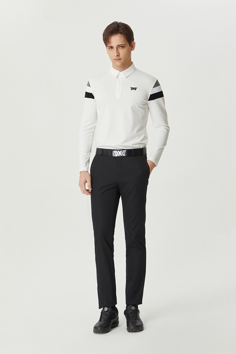 COLOR BLOCKED COLLAR LS T-SHIRT