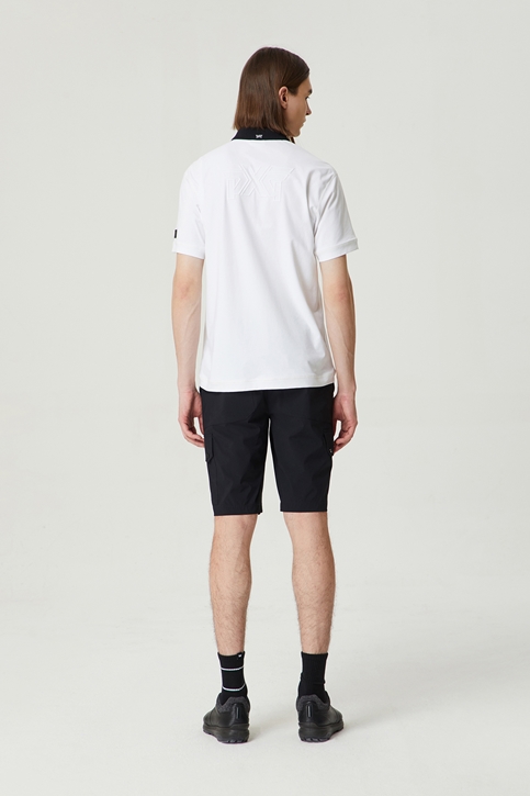 SUMMER COLOR BLOCKED KNITTED COLLAR SHORT SLEEVE T-SHIRT