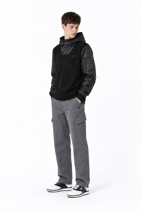 MEN HYBRID HOODED SWEATER PKFPM410921 BLACK 상품 이미지 5