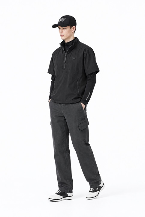 MEN PADDING SHORT-SLEEVED ANORAK JACKET PKFPM640921 BLACK 상품 이미지 5