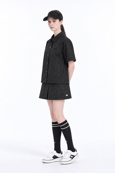 WOMEN DAMASCUS JQD SHORT-SLEEVE JACKET PKFPW610621 BLACK 상품 이미지 5