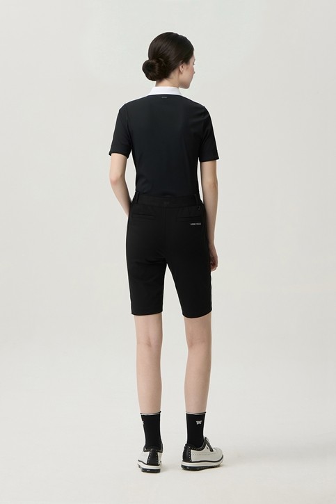WOMEN COLOR BLOCK MIDDLE SLEEVE POLO SHORT SLEEVE