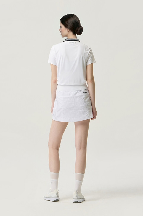 WOMEN KNIT HYBRID COLLARED SHORT SLEEVE