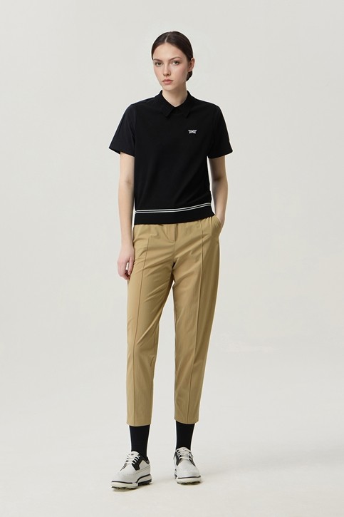 WOMEN SEAMED TAPERED FIT PANTS