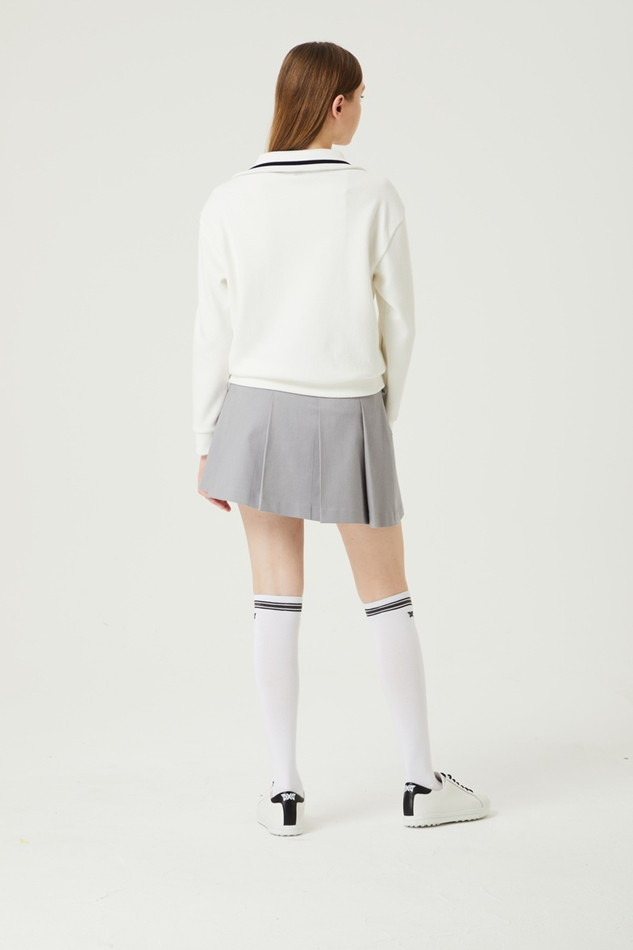 WOMENS UNBALANCED PLEATED SKIRT