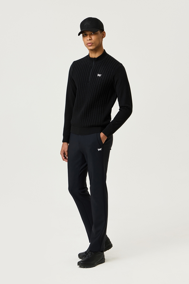 WINTER TEXTURED PADDING HALF-ZIP SWEATER