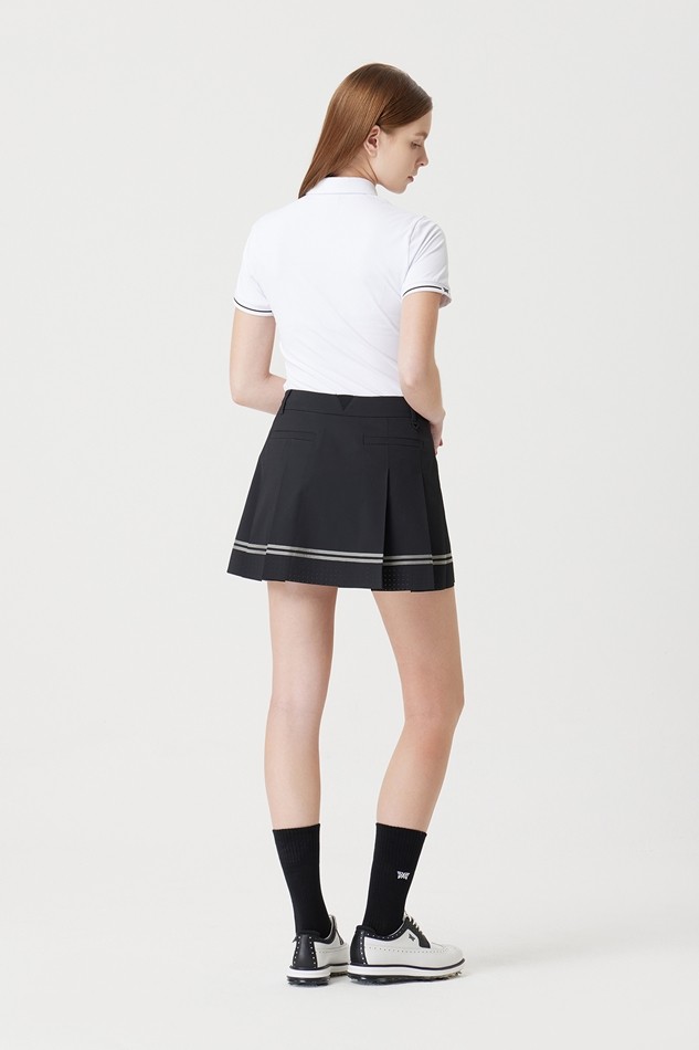WOMENS PERFORATION PLEATED SKIRT