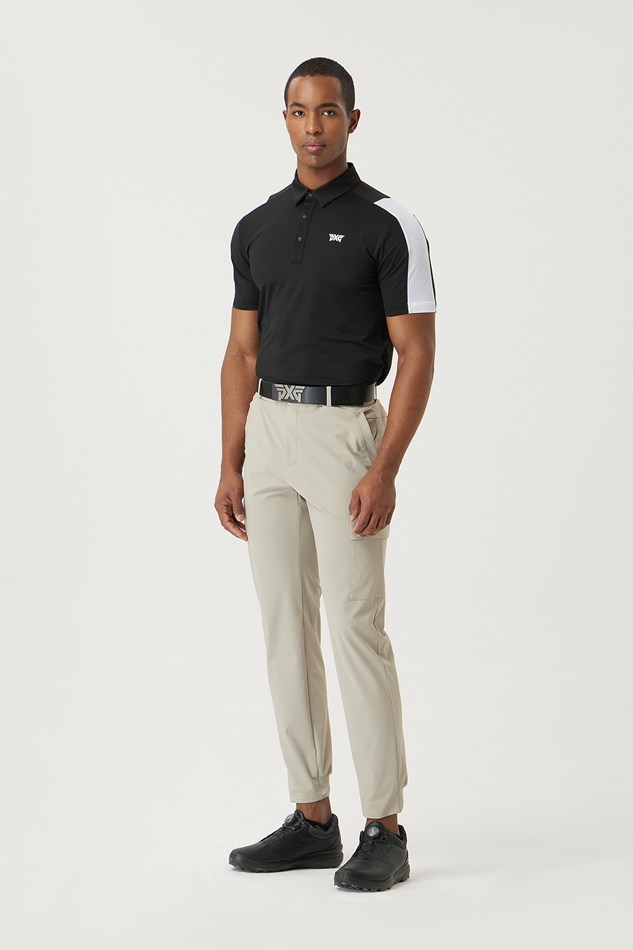 SUMMER COLOR POINT PERFORATED COLLAR SHORT-SLEEVE