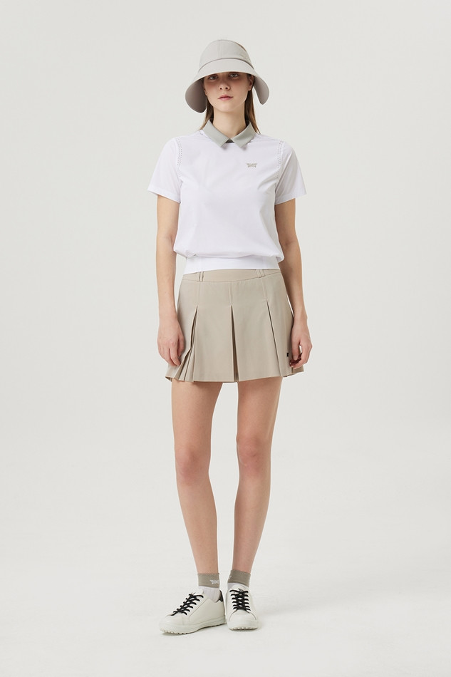 WOMENS SUMMER PERFORATED BACK ZIP SHORT-SLEEVE