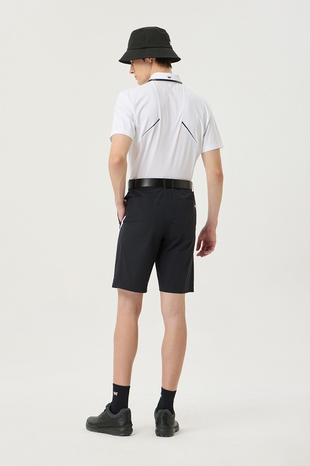 SUMMER LINE POINT PERFORATED COLLAR SHORT-SLEEVE