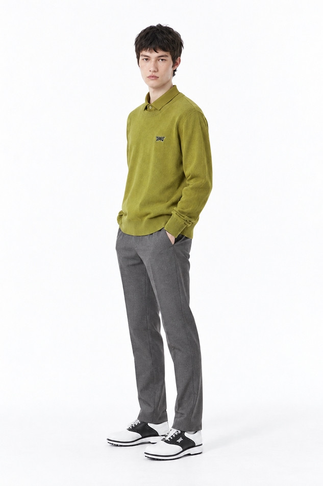 MEN CASHMERE ROUND NECK SWEATER PKFCM410708 MOSS GREEN 상품 이미지 5