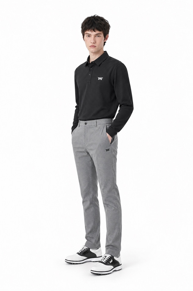 MEN TEXTURED COLLAR LONG SLEEVE PKFPM210521 BLACK 상품 이미지 5