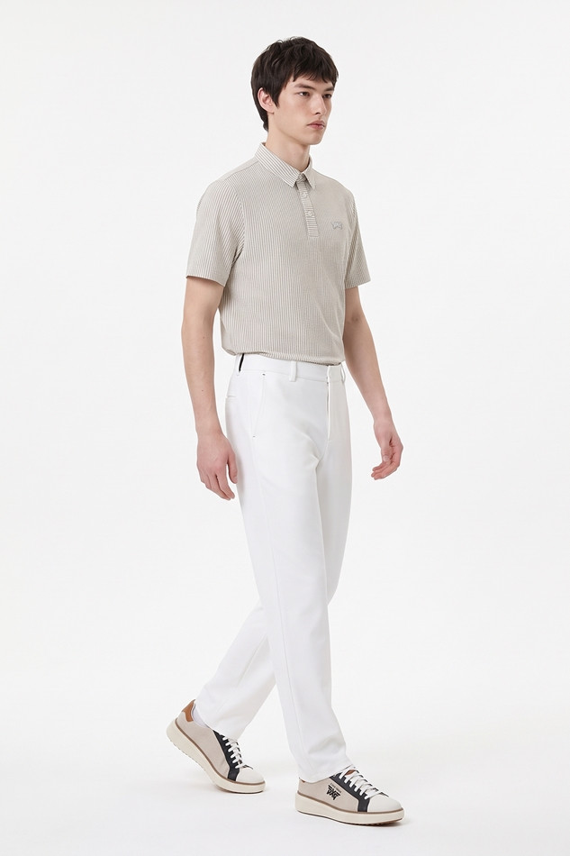 MEN STRIPE PATTERN COLLAR SHORT SLEEVE PKFPM220305 BEIGE 상품 이미지 5