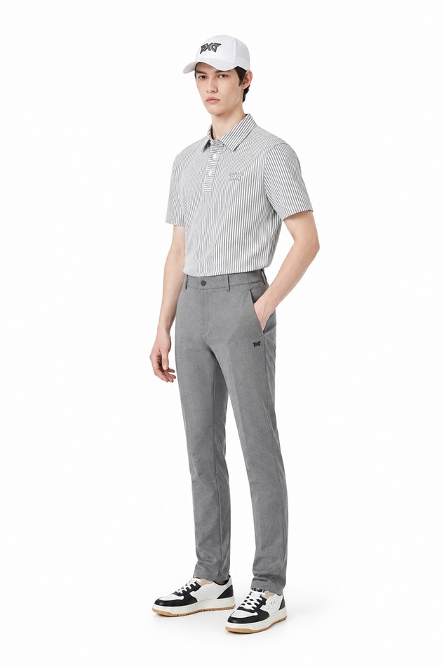 MEN STRIPE PATTERN COLLAR SHORT SLEEVE PKFPM220311 L/GREY 상품 이미지 5