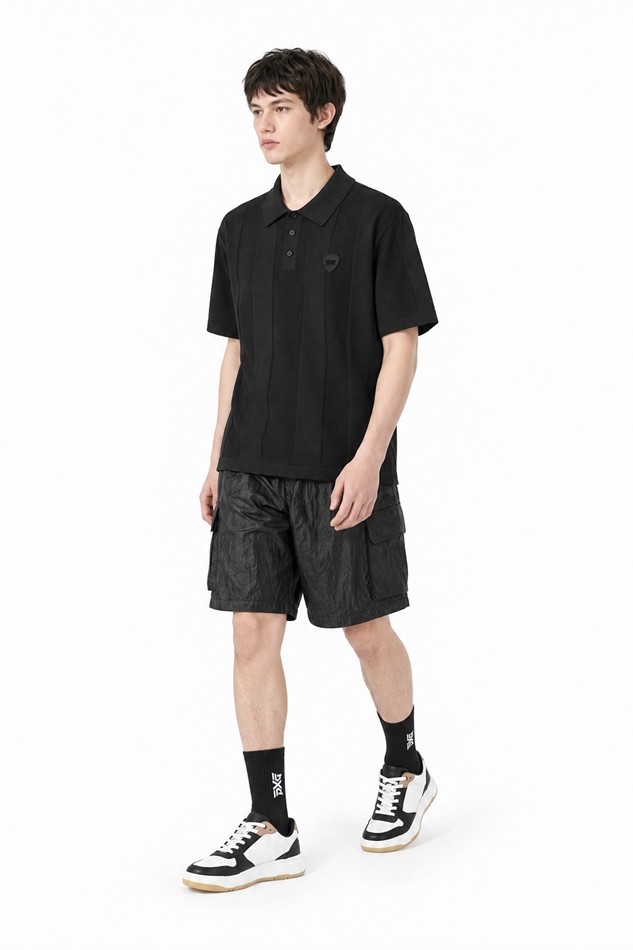 MEN SHORT-SLEEVED SWEATER PKFPM410121 BLACK 상품 이미지 5