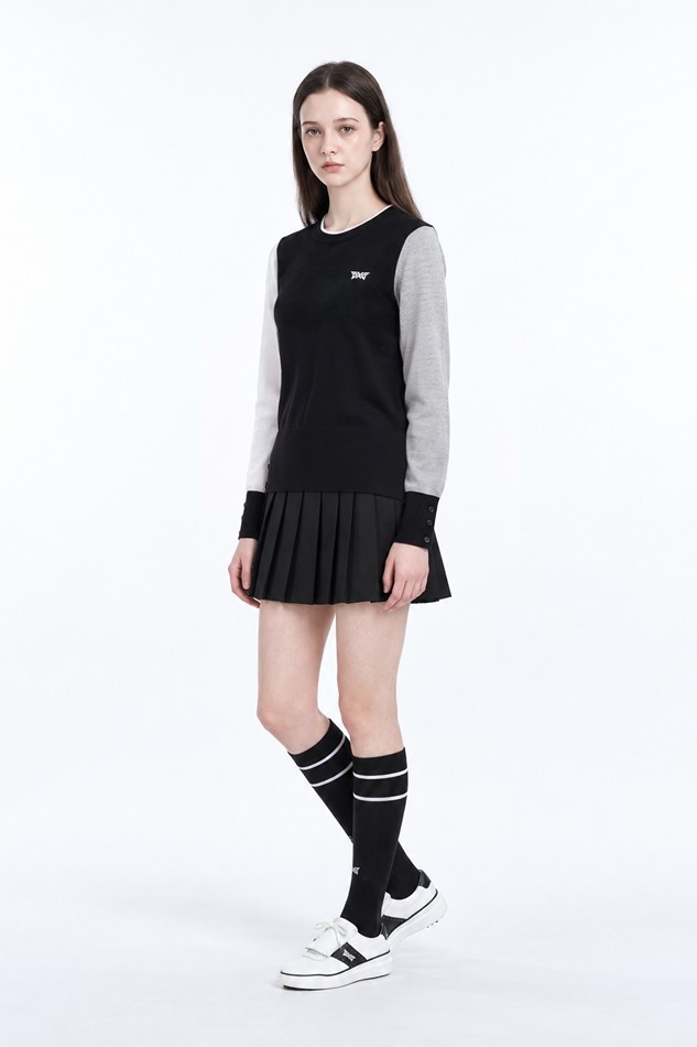 WOMEN TEXTURE MIX SWEATER PKFPW410421 BLACK 상품 이미지 5
