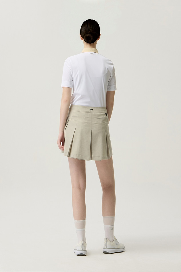 WOMEN COLOR BLOCK MIDDLE SLEEVE POLO SHORT SLEEVE