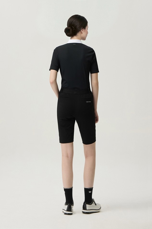 WOMEN COLOR BLOCK MIDDLE SLEEVE POLO SHORT SLEEVE