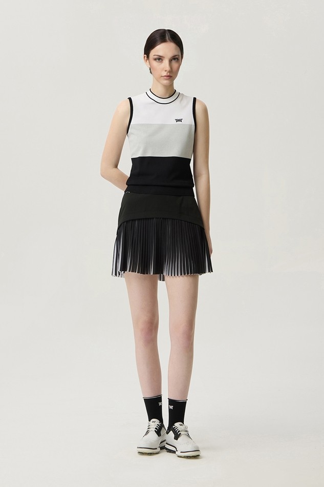 WOMEN COLOR BLOCK KNIT SLEEVELESS