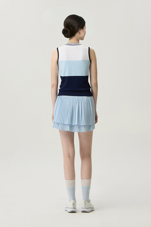 WOMEN COLOR BLOCK KNIT SLEEVELESS