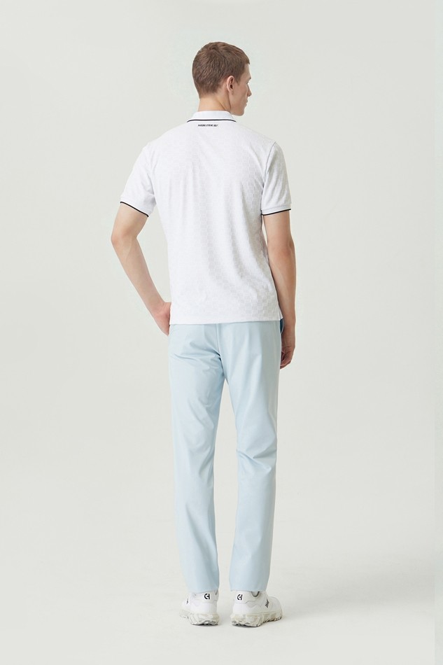 MEN JACQUARD PATTERN COLLAR SHORT SLEEVE