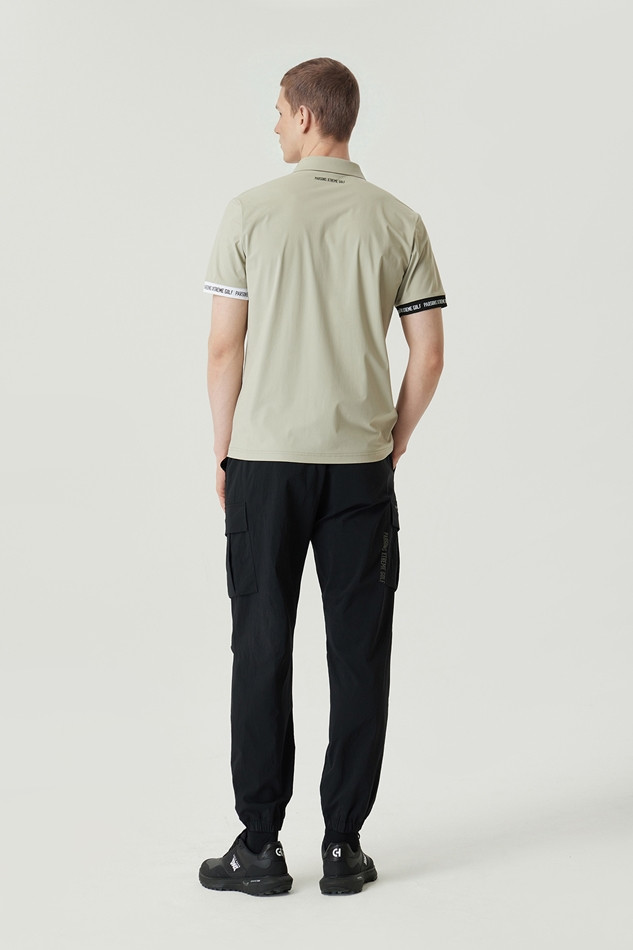 MEN COLOR CONTRAST POINT COLLAR SHORT SLEEVE