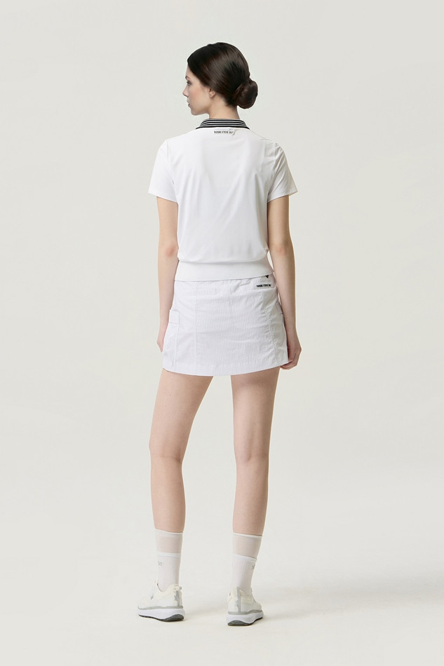 WOMEN KNIT HYBRID COLLARED SHORT SLEEVE