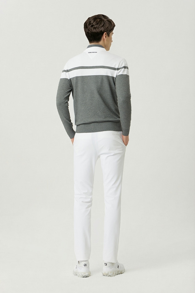 MEN COLOR BLOCKED ROUND NECK SWEATER
