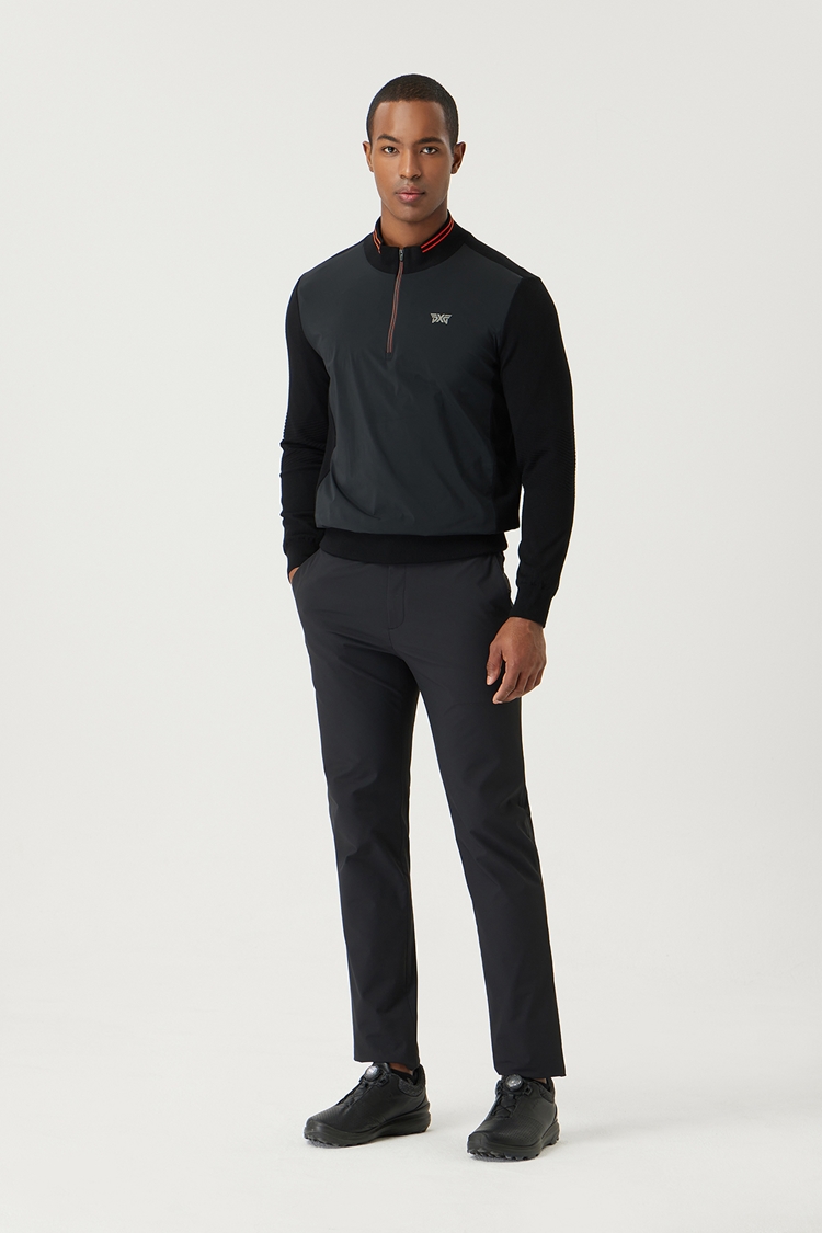 HALF ZIP-UP HYBRID KNIT