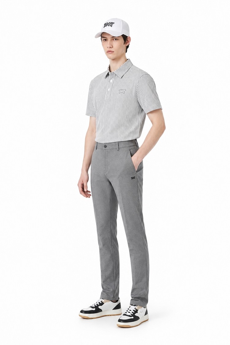 MEN STRIPE PATTERN COLLAR SHORT SLEEVE PKFPM220311 L/GREY 상품 이미지 5