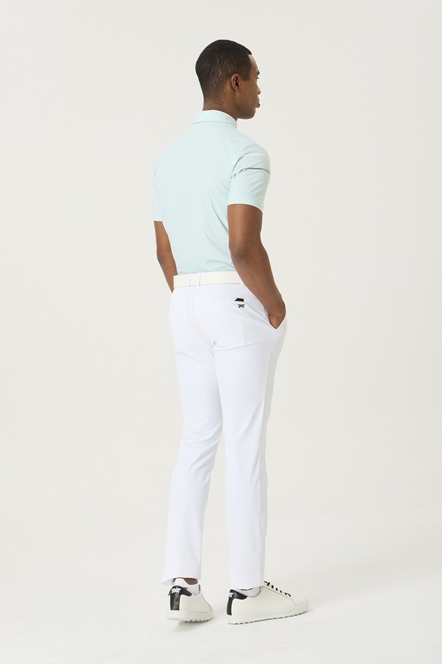SUMMER COLOR LINE POINT PERFORATED COLLAR SHORT-SLEEVE