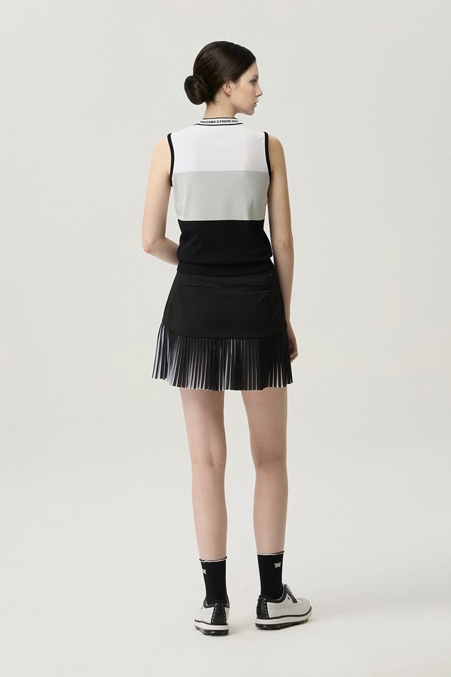 WOMEN COLOR BLOCK KNIT SLEEVELESS
