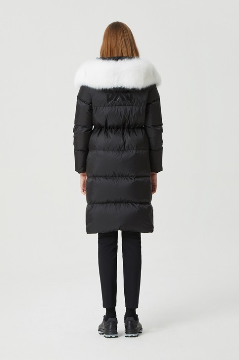 WOMEN WINTER FOX FUR HOOD LONG DOWN JUMPER